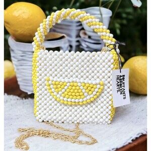 Bouffant and Broken Hearts Kendra Dandy Beaded Lemon Handbag Purse Crossbody Bag